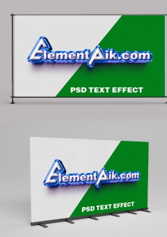 Blue Metal Border 3D Text Effect 2406012