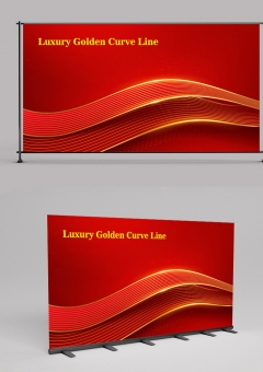 Luxury Golden Curve Line Red Background With Glitter Light Effects Elements 2406015