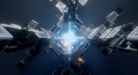 3D Sci Fi Corridor Blue Light - 210324001
