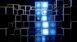Glowing Cube Wall Blue Light - 170324005