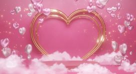 Gold Heart Shape With Cloud Background Wedding Loop 280624004