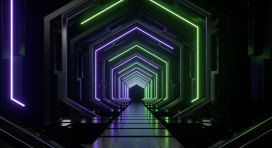 Neon Tube Green And Purple Corridor - 180324006