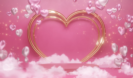 Gold Heart Shape With Cloud Background Wedding Loop