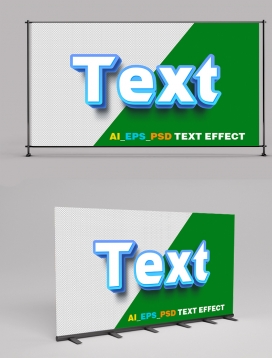Blue White Plastic 3D Text Effect