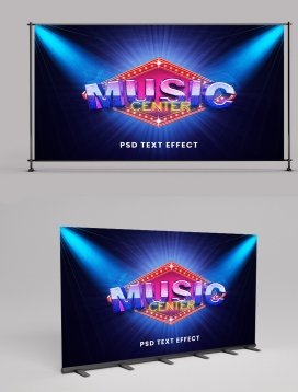 Music Center 3D Text Effect Template