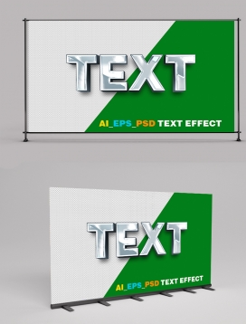 Text Effect Silver 3D Metallic Gradient Style
