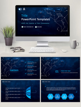 Technology Blue Background PowerPoint Template 008