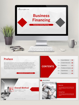 White Background Red Effect PowerPoint Template 009
