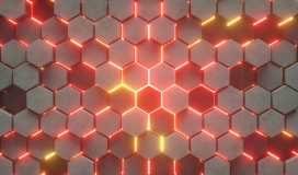 3D Hexagon Moving Pink Red Light Loop 010724009