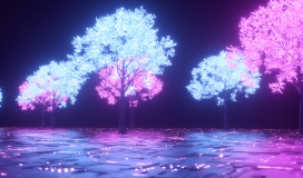 Futuristic Glowing Trees Background 050724003