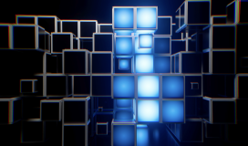 Glowing Cube Wall Blue Light 140724014